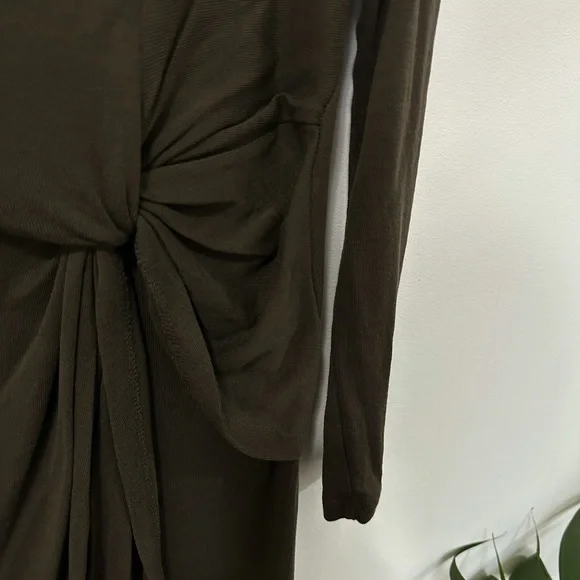 Ted BAKER Neyda Olive Long Sleeve Draped Jersey Knit Dress - Picture 5 of 16